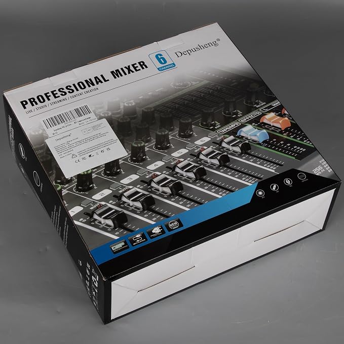 Depusheng PA6 professional DJ audio mixer 6 channel input built-in 256 kinds of