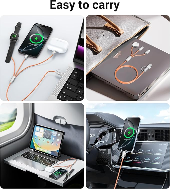 Temdan for Travel Vacation Essentials, 3 in 2 USB C Cable for Apple Watch