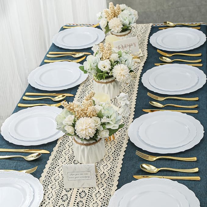 100 Pcs White Dessert Plastic Plates