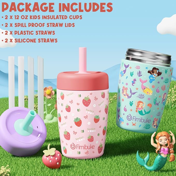 Fimibuke Toddler Cups Spill Proof, 12 OZ Sippy Cup
