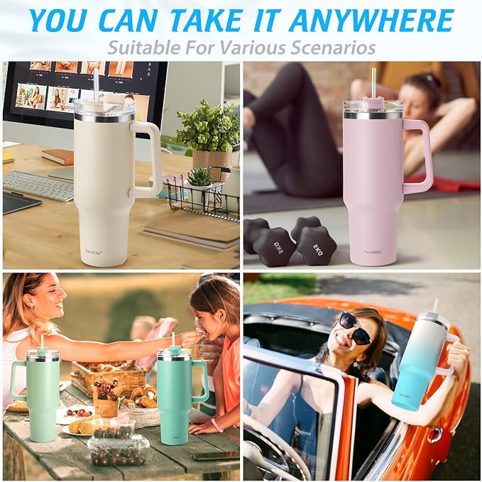40 oz Tumbler with Handle | Stainless Steel Insulated Tumblers with Lids and