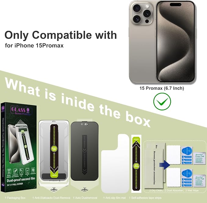 9H Tempered Glass, Anti-Glare, Full Coverage, Anti-Fingerprint, Auto Dust