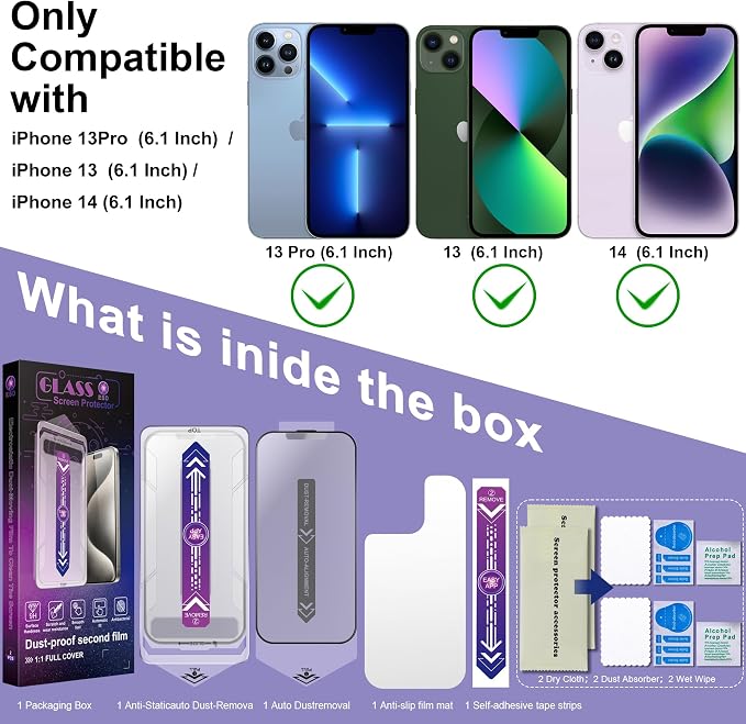2 Pack Matte Screen Protector for iPhone 16e/iPhone 14/iPhone 13 Pro/iPhone 13