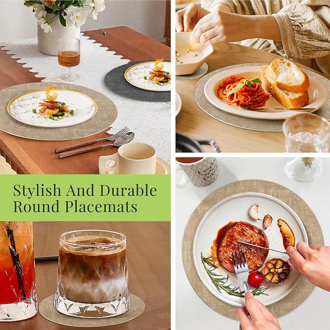 Fyvva Placemats Set of 8, Stain & Scratch Resistant,