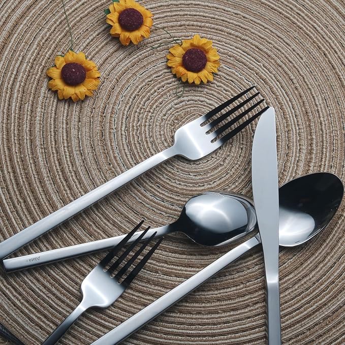 Alata Cube 40-Piece Forged Stainless Steel Flatware Set Cutlery Set, Mirror