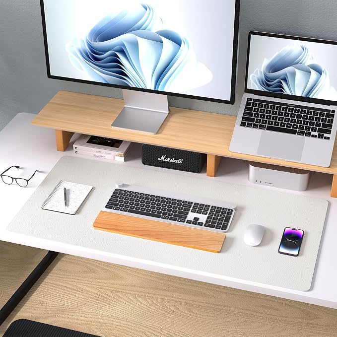 Aothia Leather Desk Pad Protector, Mouse Pad, Office Desk Mat, Non-Slip PU