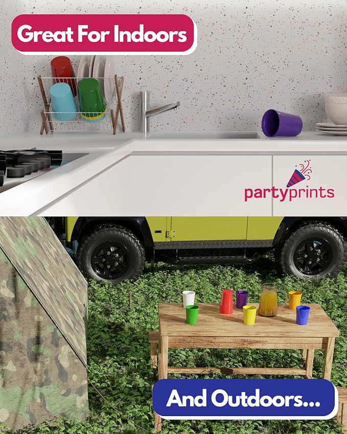 PartyPrints 100 Pack Small 10 to 12 oz Kelly Green Reusable Blank Plastic Cups