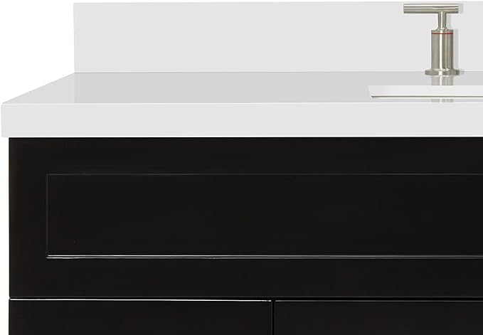 55" Black Bathroom Vanity 1.5" Edge Pure White Quartz Countertop