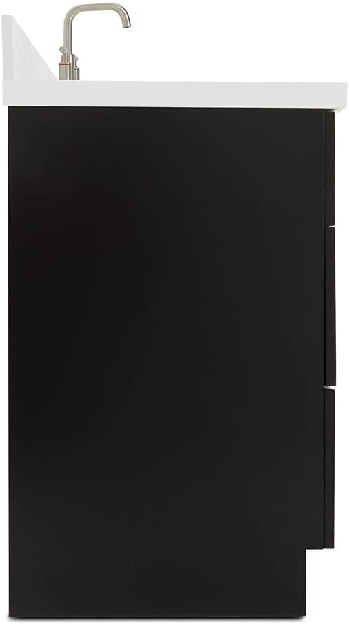 55" Black Bathroom Vanity 1.5" Edge Pure White Quartz Countertop