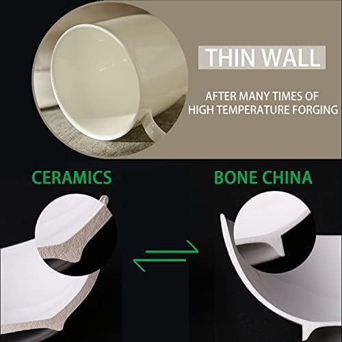 Chulan White Over 45% Bone Content Fine Bone China Coffee Mugs 10 oz,