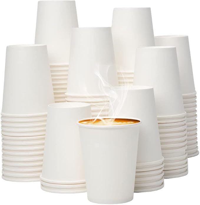 YEEHAW 8 oz 300 Pack White Disposable Paper Coffee Cups |