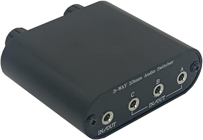 3.5mm Audio Switch with line Volume Controller, 3 in 1 Out 1/8" aux switcher