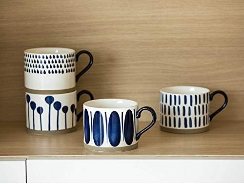 Koja Colorful Hand Painted Ceramic Mugs, 16 oz, Dishwasher Safe | Also
