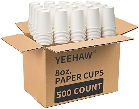 YEEHAW 8 oz 500 Pack Coffee Cups White Paper Cups |