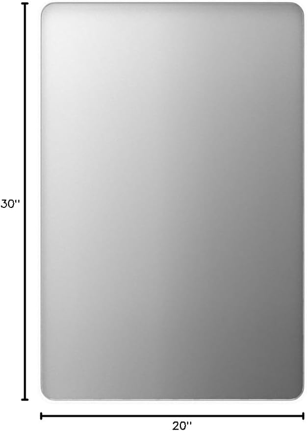 20x30 Inch White Metal Framed Bathroom Mirror
