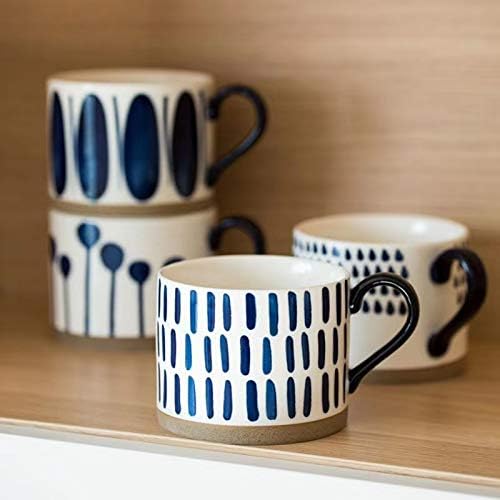 Koja Colorful Hand Painted Ceramic Mugs, 16 oz, Dishwasher Safe | Also