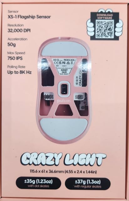 Pulsar Gaming Gears X2 Crazylight Wireless Gaming Mouse, Ultra Lightweight 1.23