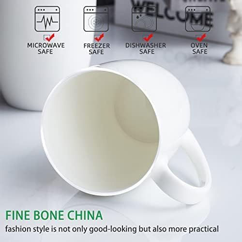 Chulan White Over 45% Bone Content Fine Bone China Coffee Mugs 10 oz,