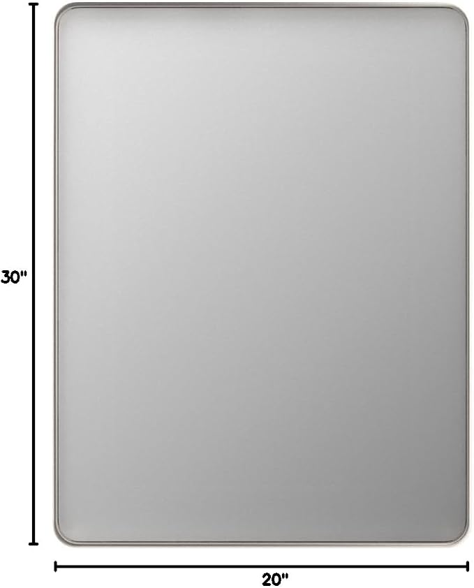 20X30 Inch Brushed Nickel Bathroom Mirror