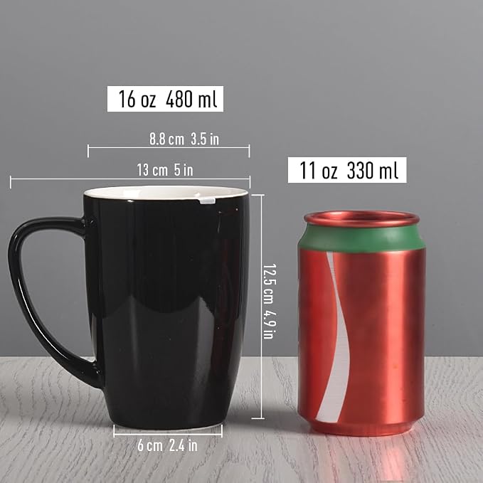 homEdge Porcelain Mug Set, 16 Ounces Cup