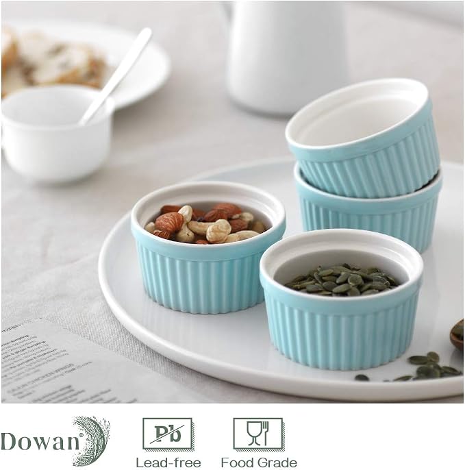 DOWAN 4 oz Ramekins for Creme Brulee, Porcelain Ramekin Oven Safe, Classic