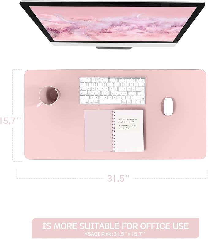 YSAGi Non-Slip Leather Desk Pad Blotter, Waterproof Laptop Computer Desk