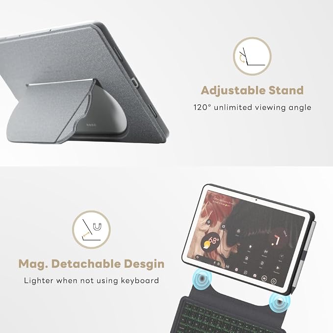 EIP Magnetix Keyboard Case for Google Pixel Tablet 11 inch, Adjustable Viewing