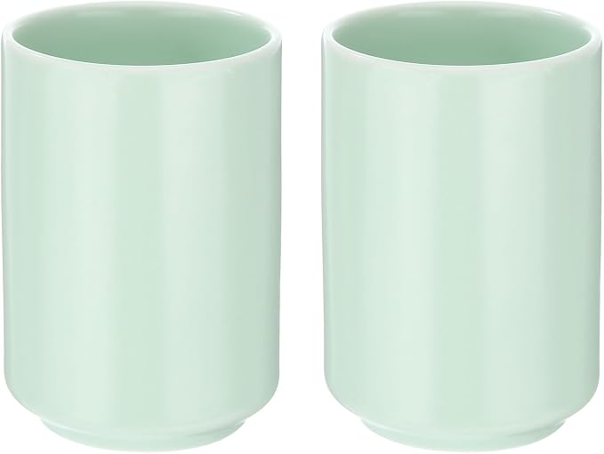 HARFINGTON 2pcs Japanese Ceramic Tea Cups 8oz / 240ml Simple Solid Color No