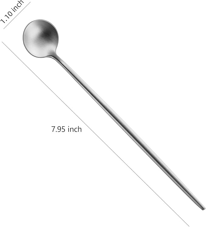 DEHOV 9 Inches Long Iced Teaspoons Set, 4 Pieces Stainless Steel 18/10 Latte