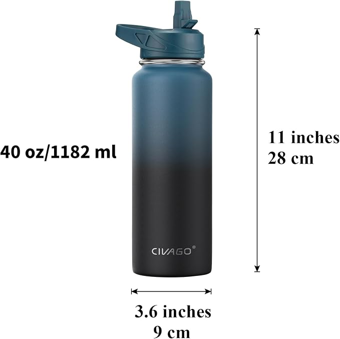 CIVAGO 40 oz Insulated Stainless Steel Water Bottle