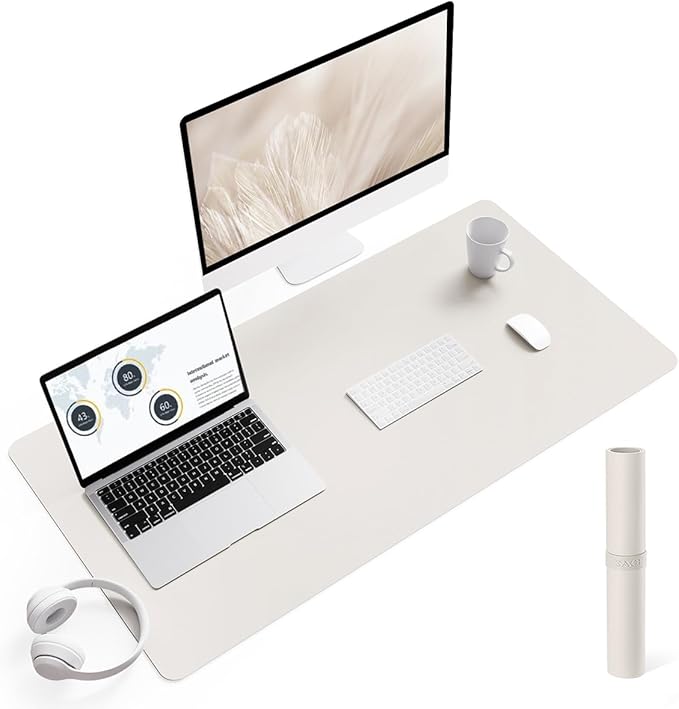 YSAGi Non-Slip Leather Desk Pad L Size, Waterproof Laptop Computer Desk