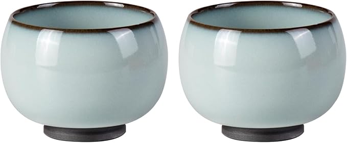 KAMMAK Japanese Tea Cups, 4 Oz Small Handmade Ceramic Teacups, Loose Leaf and