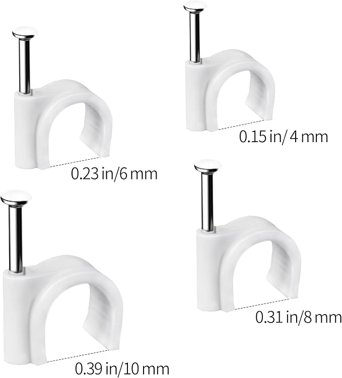 Cable Clips, 4mm 6mm 8mm 10mm, Wire Wall Clips