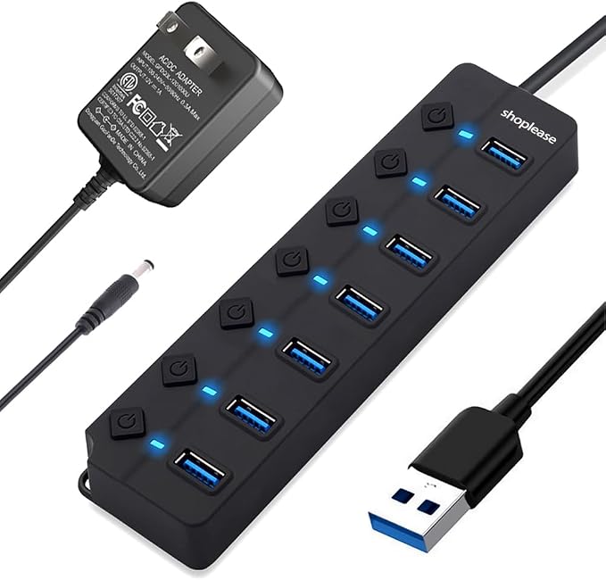 USB 3.0 Splitter, 7-Port USB 3.0 Hub
