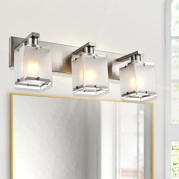 Modern 3-Lights Brushed Nickel Vanity Lights