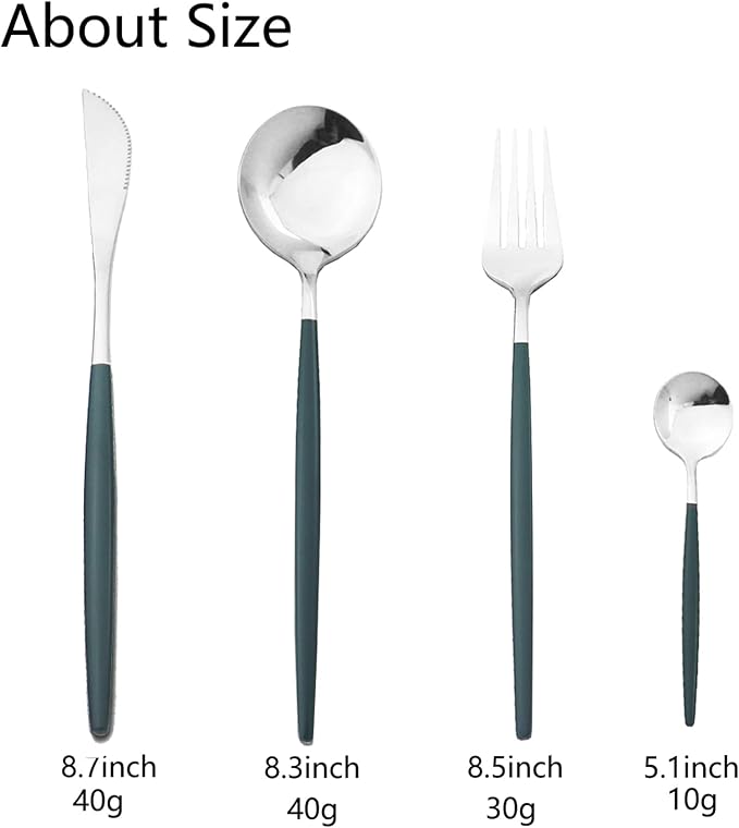 JASHII Flatware Serving Set 24 Piece, Stainless Steel Silverware Set, Modern