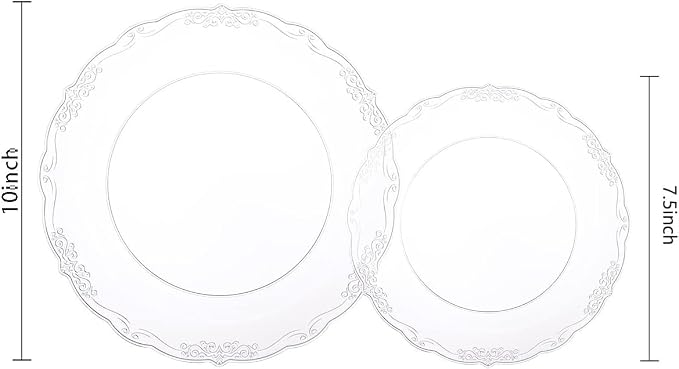 U-QE 60PCS Clear Plastic Plates