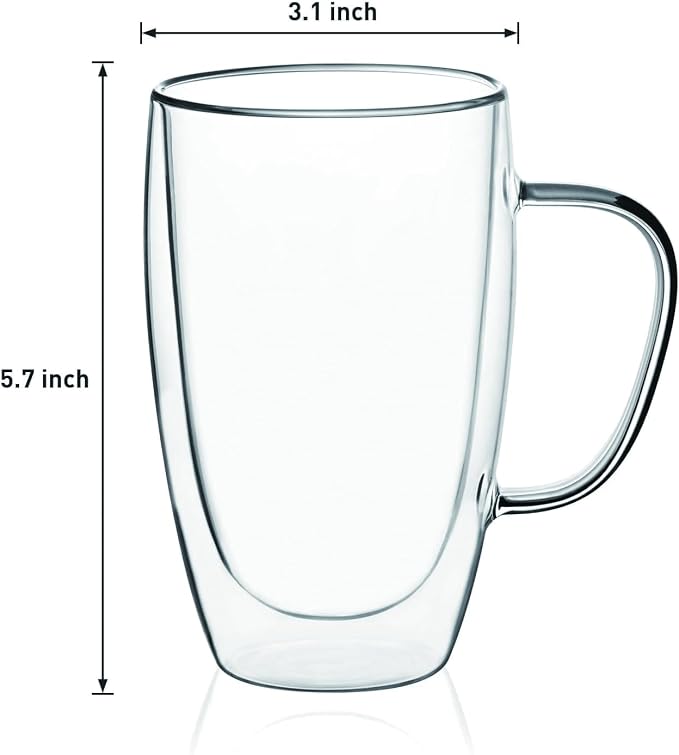 Espresso Cups Set Of 2, Double Walled Glass Coffee Mugs