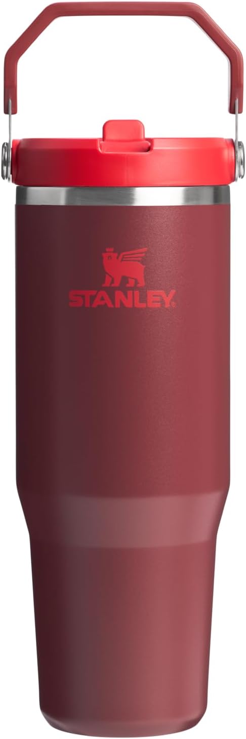 STANLEY IceFlow 2.0 Flip Straw Tumbler, 30 oz, Cranberry | Easy Carry Handle |