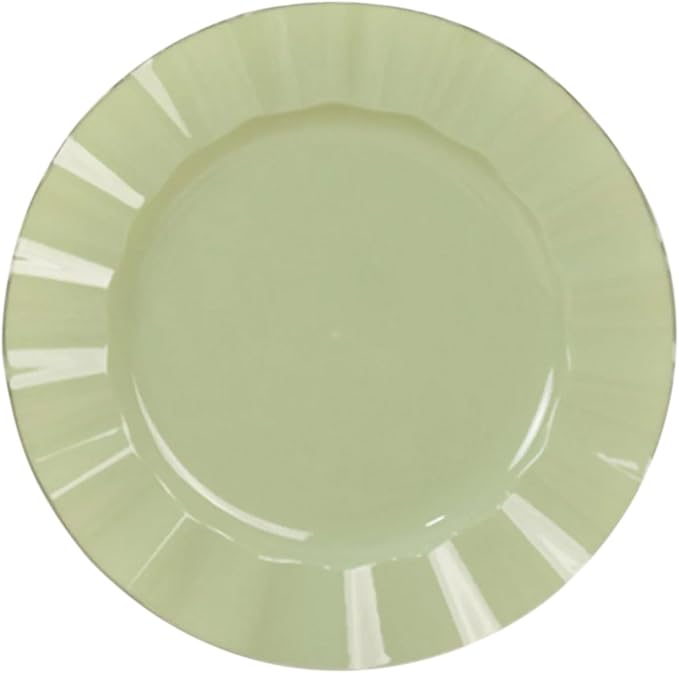 Efavormart 10 Pack | Sage Green 11" Round Plastic Dinner Plates, Disposable