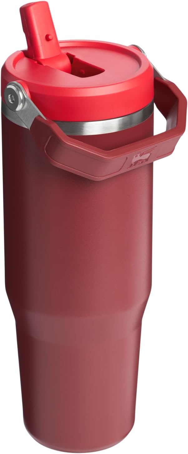 STANLEY IceFlow 2.0 Flip Straw Tumbler, 30 oz, Cranberry | Easy Carry Handle |