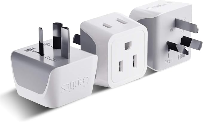 Ceptics Australia Power Plug Adapter, 2 in 1 Type I Plug Adapter, US to