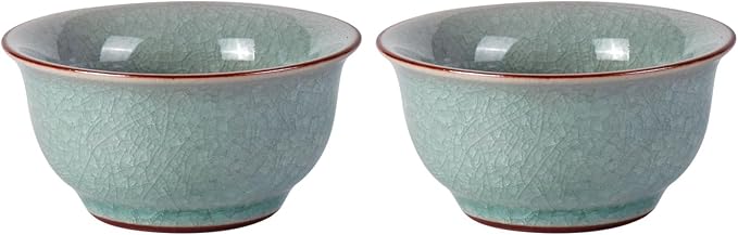 KAMMAK Japanese Tea Cups, 2 Oz Small Handmade Ceramic Teacups, Loose Leaf and