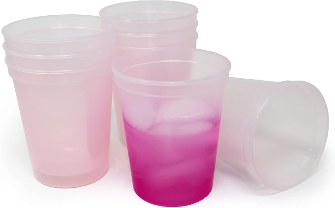 Rolling Sands 16 oz. Reusable Plastic Stadium Cups, 8 Pack, Made in USA