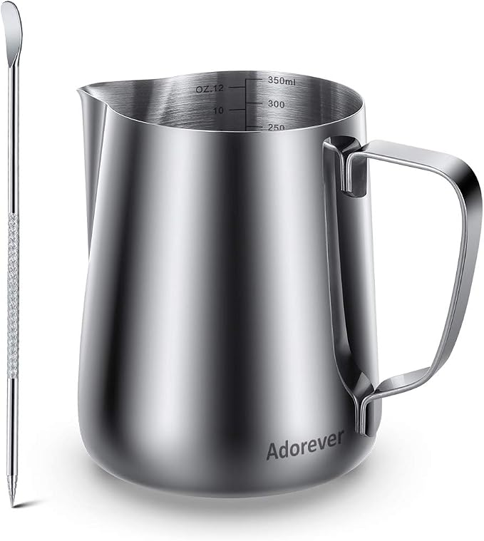 Milk Frothing Pitcher, Thicker Version 350ml 12oz Steaming Pitchers Stainless