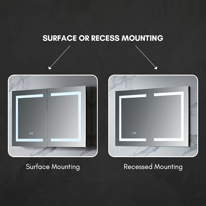 40x26 LED Lighted Bathroom Medicine Mirror Cabinet