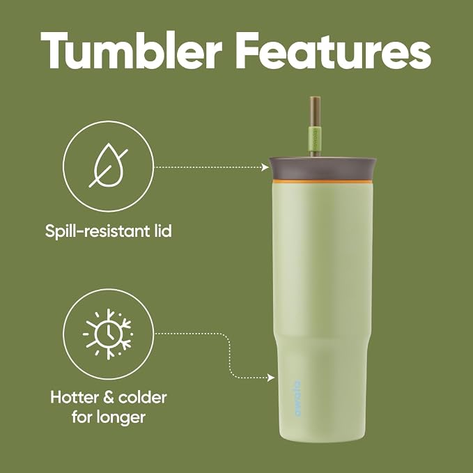 Owala Tumbler Stainless Steel Water Bottle 24 oz Brave Adventures | 2-in-1