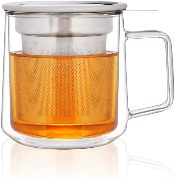 CNGLASS 12oz Double Walled Glass Tea Cup