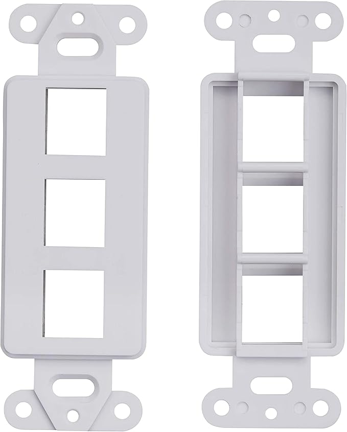 10 Pack Keystone Wall Plate 3 Port, Cat6 Cat5, Home & Office Installations