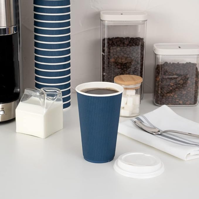 Restaurantware 16 Ounce Ripple Wall Disposable Coffee Cups, 500 Insulated